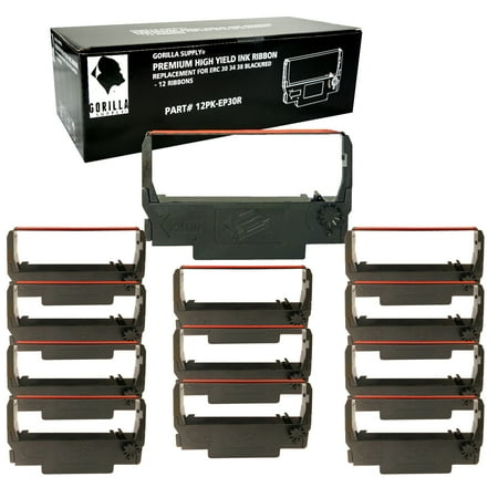 Gorilla Supply Ink Ribbon Replacement for ERC 30 34 38 B/R ERC38 NK506, Black/Red, 12-Pack