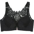thumbnail image 3 of VISALY Full Coverage Bras Lace Flower Bra Tshirt Bra Elastic Large Shaping Bra Everyday Bras Plus Size Bras for Women Black 110C, 3 of 6