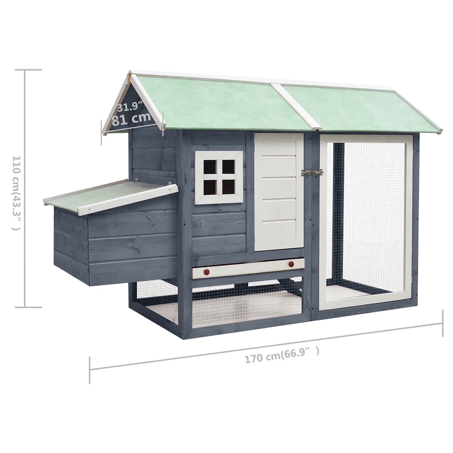Pefilos 66.9" Wooden Rabbit Hutch, Large Hen House with Nesting Boxes and Durable Cage for Farmyard Bunny Cage Climb Ramp for Access, Gray Pefilos 66.9" Wooden Rabbit Hutch, Large Hen House with Nesting Boxes and Durable Cage for Farmyard Bunny Cage Climb Ramp for Access, Gray