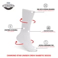 thumbnail image 3 of Diamond Star Diabetic Socks, Non-Binding Circulatory Cushion Cotton Crew Diabetic Socks for Men Women (White - 6 Pairs, Socks Size 13-15, Fit Men's Shoe Size 9-14), 3 of 8