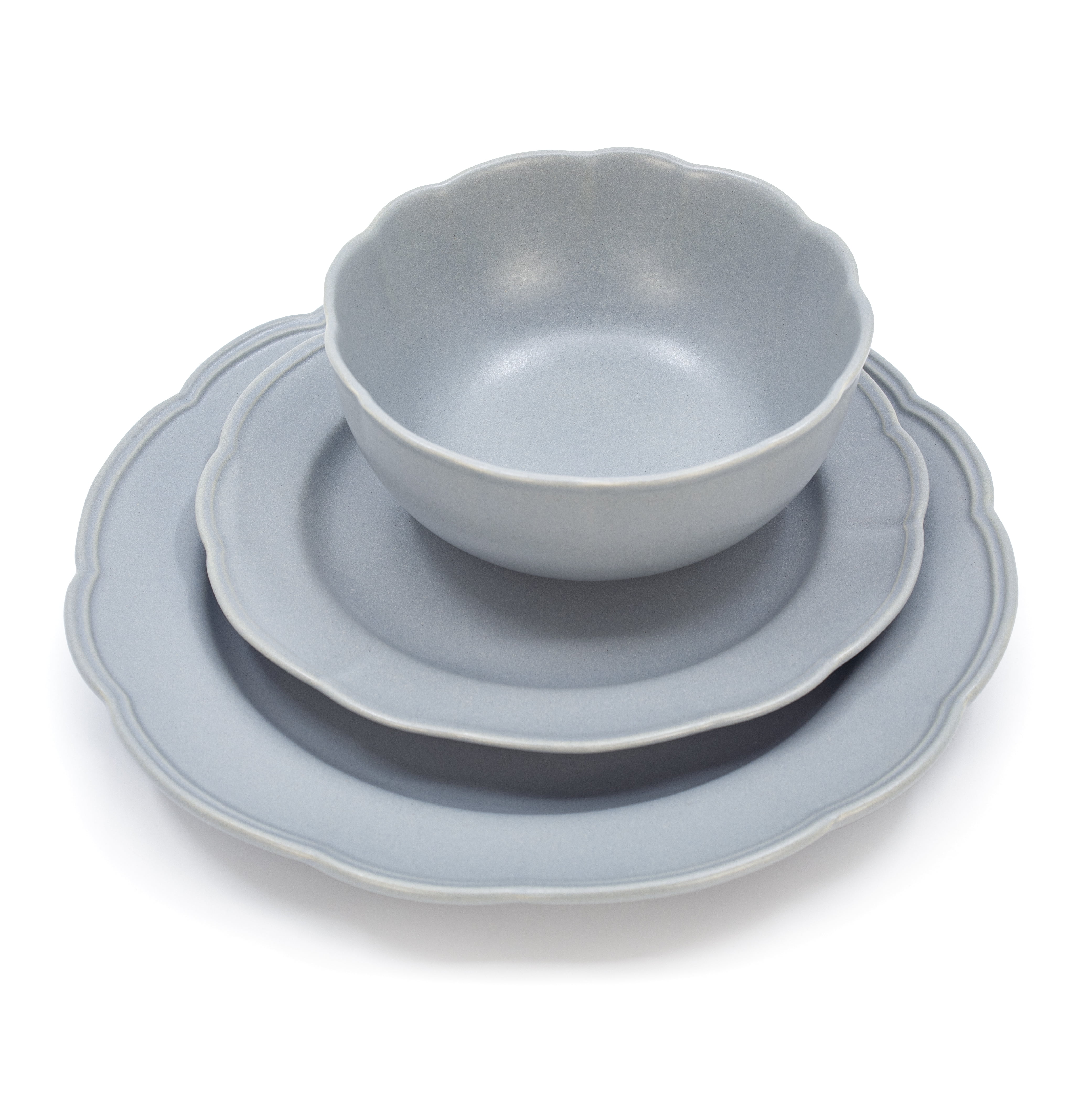 Ensemble de 12 couverts BU Scallop bleu