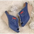 thumbnail image 4 of KAQ Denim Platform Wedges Women's Sandals Flat-Heeled Fish Mouth Sandals Thick Bottom Slippers, 4 of 4