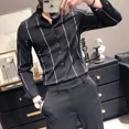thumbnail image 5 of Camisa de vestir para hombre, camisas formales de oficina con músculos para hombre, camisas de negocios a rayas, estilo hipster XXL, ropa popular coreana de marca barata, estilo de verano, 5 of 5