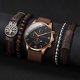 thumbnail image 1 of 4/5 Uds. Relojes de moda para Hombre, correa de cuero de nailon informal, conjunto de pulseras de Reloj de cuarzo para Hombre, Reloj para Hombre (sin caja), 1 of 5