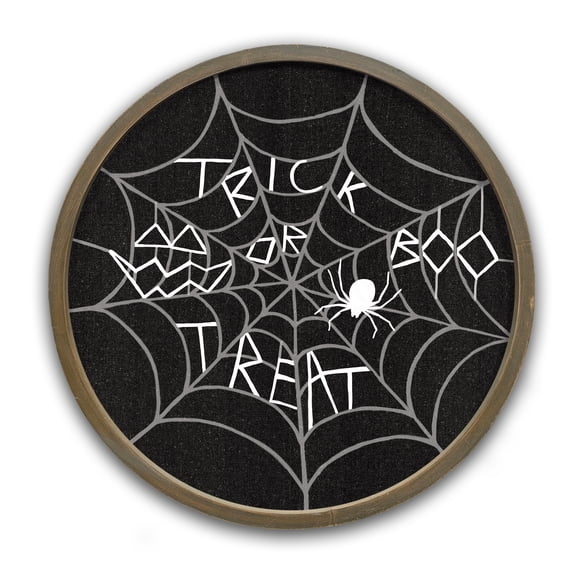 Creative Products Trick or Treat Spider Web 20 x 20 Round Brown Framed Print