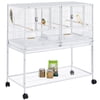 Alden Design Stackable Wide Divided Metal Bird Breeder Cage with Rolling Stand, White