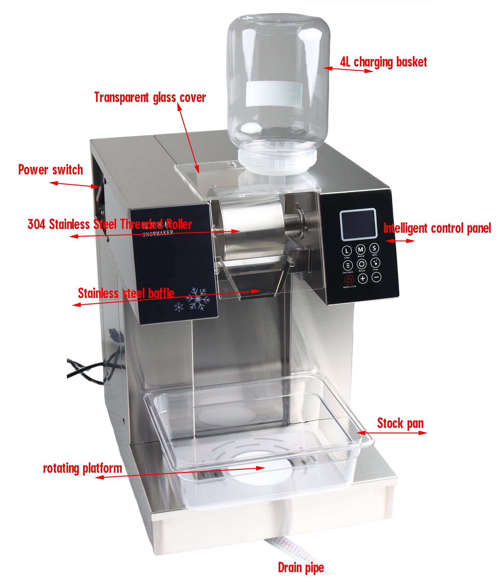 Commercial Snowflake Ice Machine Stainless Steel Ice Shaver