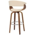 thumbnail image 6 of Julyssa 26" Counter Height Swivel Cream Faux Leather and Walnut Wood Bar Stool, 6 of 9