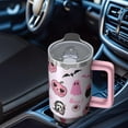 thumbnail image 4 of Halloween Design 40oz Tumbler w/Handle - Ghosts/Pumpkins Double Wall Insulated Stainless Steel Cup, Leakproof Lid, Gift Ready, 4 of 5