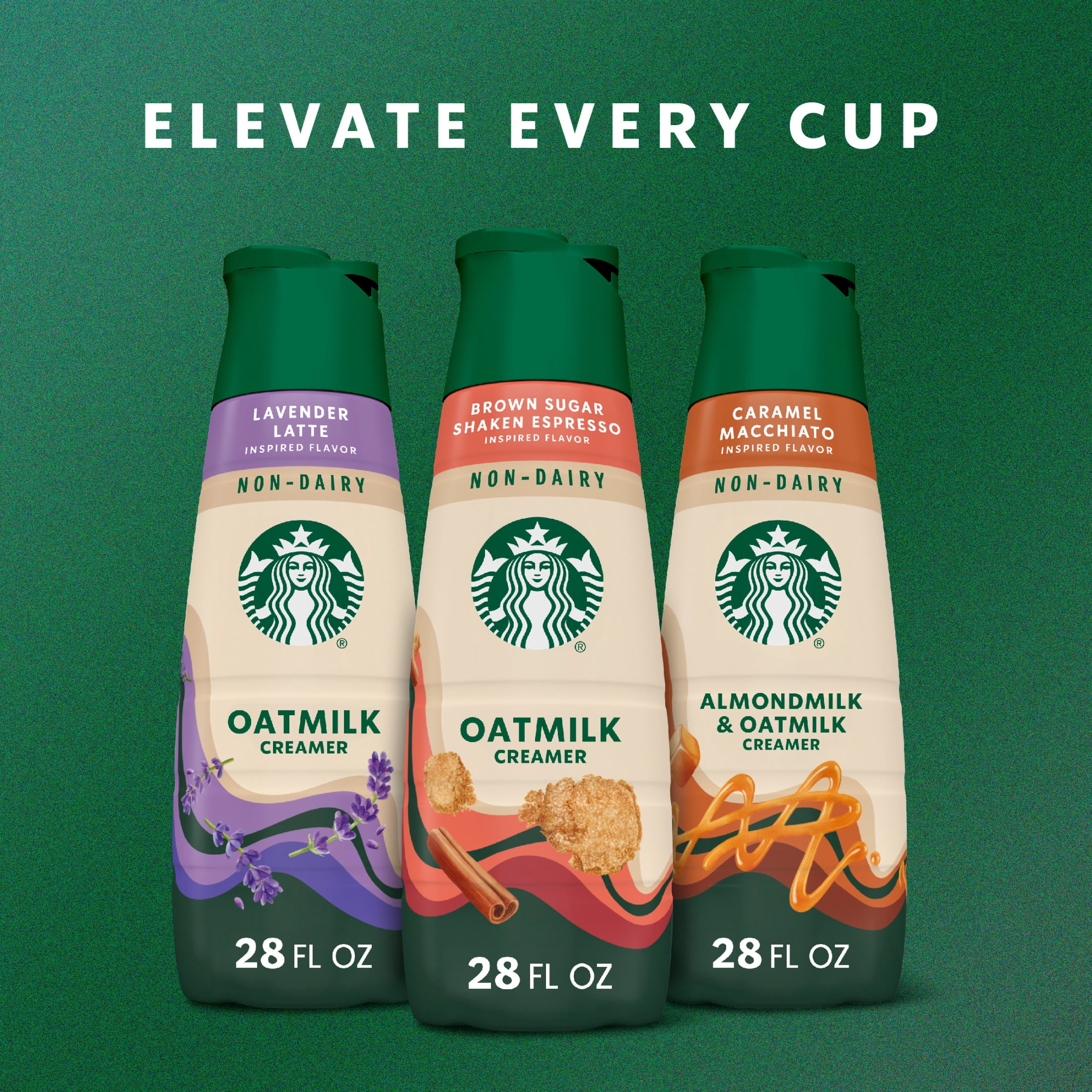 Starbucks Non-Dairy Brown Sugar Cinnamon Flavored Creamer, Oatmilk Coffee Creamer, Inspired by Brown Sugar Shaken Espresso 28 fl oz