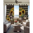 thumbnail image 6 of Yellow Sunflowers Blackout Curtains for Bedroom Living Room Darkening Curtains 54 Inch Long Western Star Brown Farmhouse Plaid Short Curtain for Small Window Treatment Grommet Drapes 52"x54"x2, 6 of 9