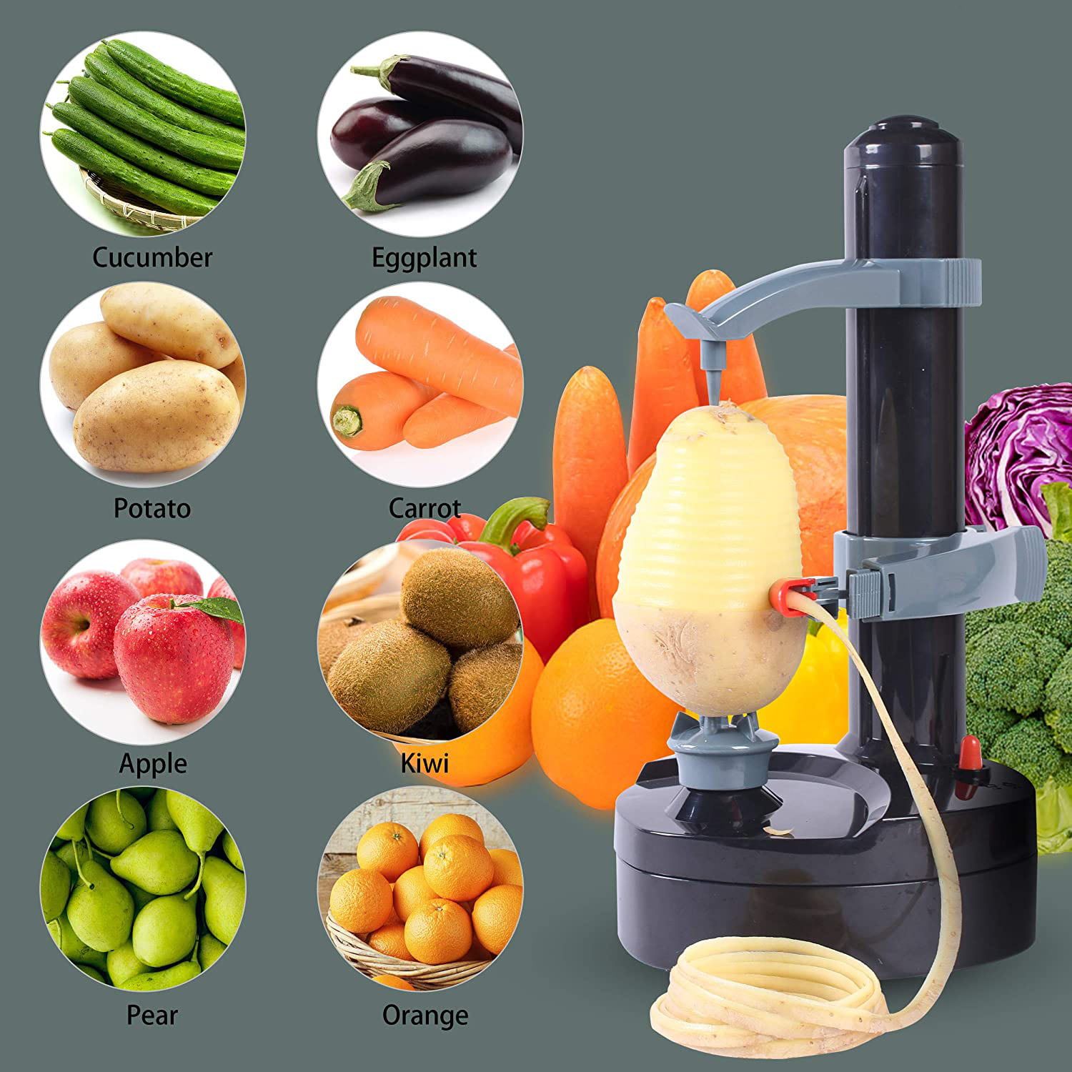 Electric Potato Peeler with 23 Replacement Blades Rotato Express Stainless  Steel Automatic Rotating Fruits Fruit Potato Peeler Vegetables Cutter Apple