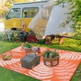 thumbnail image 2 of MJIAexp 9'x12' Orange Outdoor Rug Patio Rug Waterproof RV Outdoor Rug Camping Rugs Reversible Plastic Straw Rug Large Outdoor Mat for Camping, Balcony Apartment, Patio, Porch, Picnic, Beach, 2 of 11