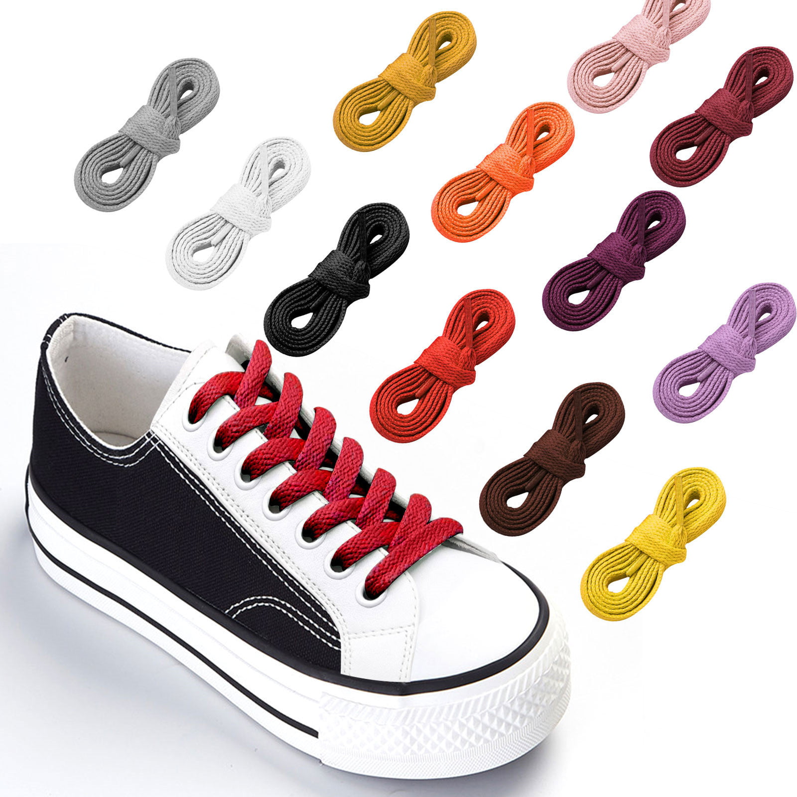 Shoe Lock Buckle ~Sport Sneakers NO TIE 8mm Flat ELASTIC SHOELACES TWILL Strip 