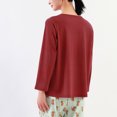 thumbnail image 2 of SWSMCLT Women's Cotton Pajama Tops Cute Lounging Ruffle Sleepwear Pajamas Soft Long Sleeve Comfy Spandex Sleeping Red XX-Large, 2 of 5