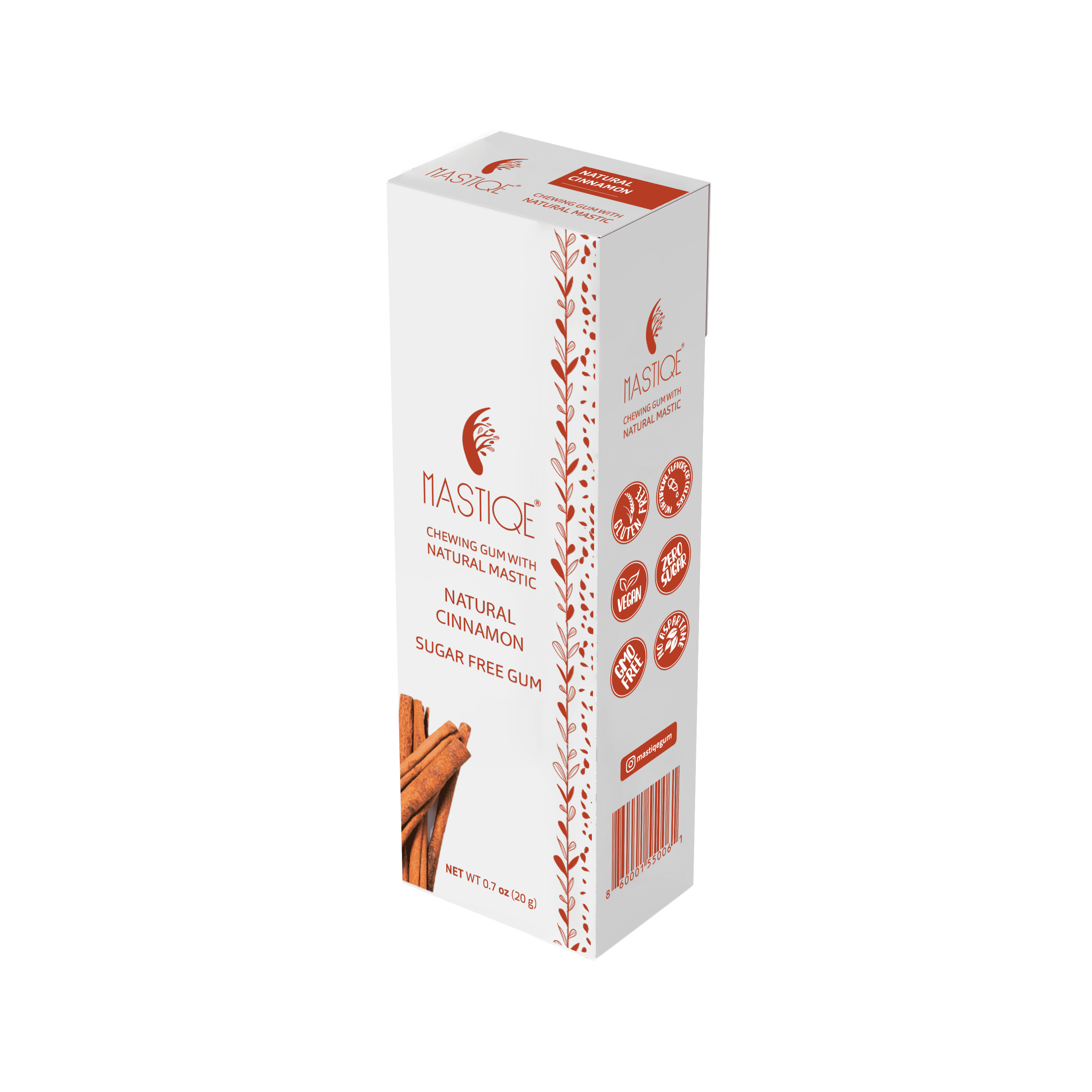 Mastiqe Sugar Free Chewing Gum with Natural Mastic -Cinnamon (12-Box)