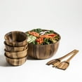 thumbnail image 2 of Kalmar Home 11-Inch Acacia Wood Large Soro Salad Bowl with 4 Individuals, 2 of 2