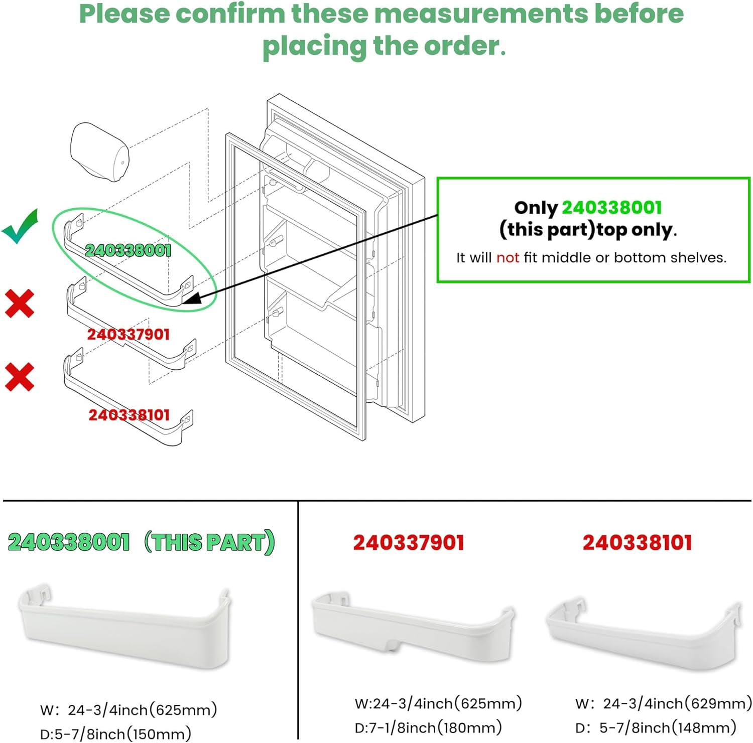 Replacement Drawer / Bin for Frigidaire / Kenmore Refrigerators — Fits Part # 240338001 / AP2115859 — White / Clear