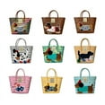 thumbnail image 4 of Retro Striped Dachshund Dog Woven Bag Trendy Cute Handbag Large Capacity Tote Bag Fashion Bamboo Handle Vegetable Basket Bag, 4 of 10