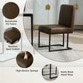 thumbnail image 3 of Faux Leather Mid Century Modern Dining Chair Set of 4, Upholstered Padded Dining Chairs Armless Accent Chair with Black Metal Frame for Dining Room/Living Room/Kitchen/Office, Brown, 3 of 8