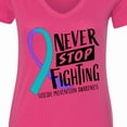 thumbnail image 4 of Inktastic Never Stop Fighting Suicide Prevention Awareness Ribbon Women's V-Neck T-Shirt, 4 of 5