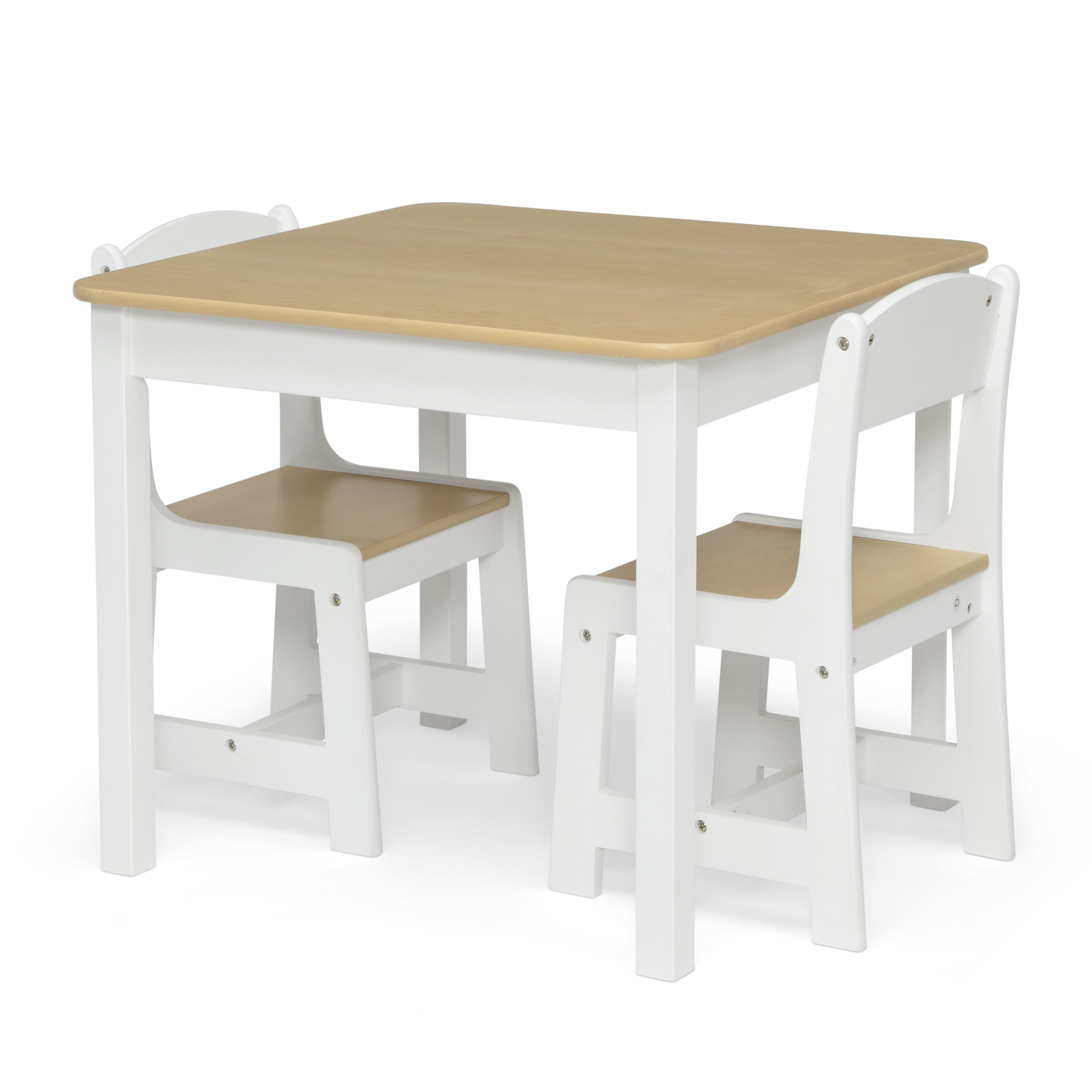 Delta Children MySize Wood Play Table and Chair Set (2 Chairs Included) - Greenguard Gold Certified, Bianca White/Natural&nbsp;