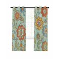 thumbnail image 7 of Teal Green Boho Floral Blackout Curtains for Bedroom, Vintage Farmhouse Ethnic Flowers Thermal Insulated Kitchen Drapes with Grommets, Light Blocking Window Treatment, 2 Panels 42" x 45", 7 of 7