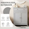thumbnail image 3 of Hassch 23.6"W Double-Door Storage Cabinet with One Drawer, Space-Saving Floor Linen Organizer Cabinet for Small Bathrooms, Apartments or Laundry Room, Gray, 3 of 10