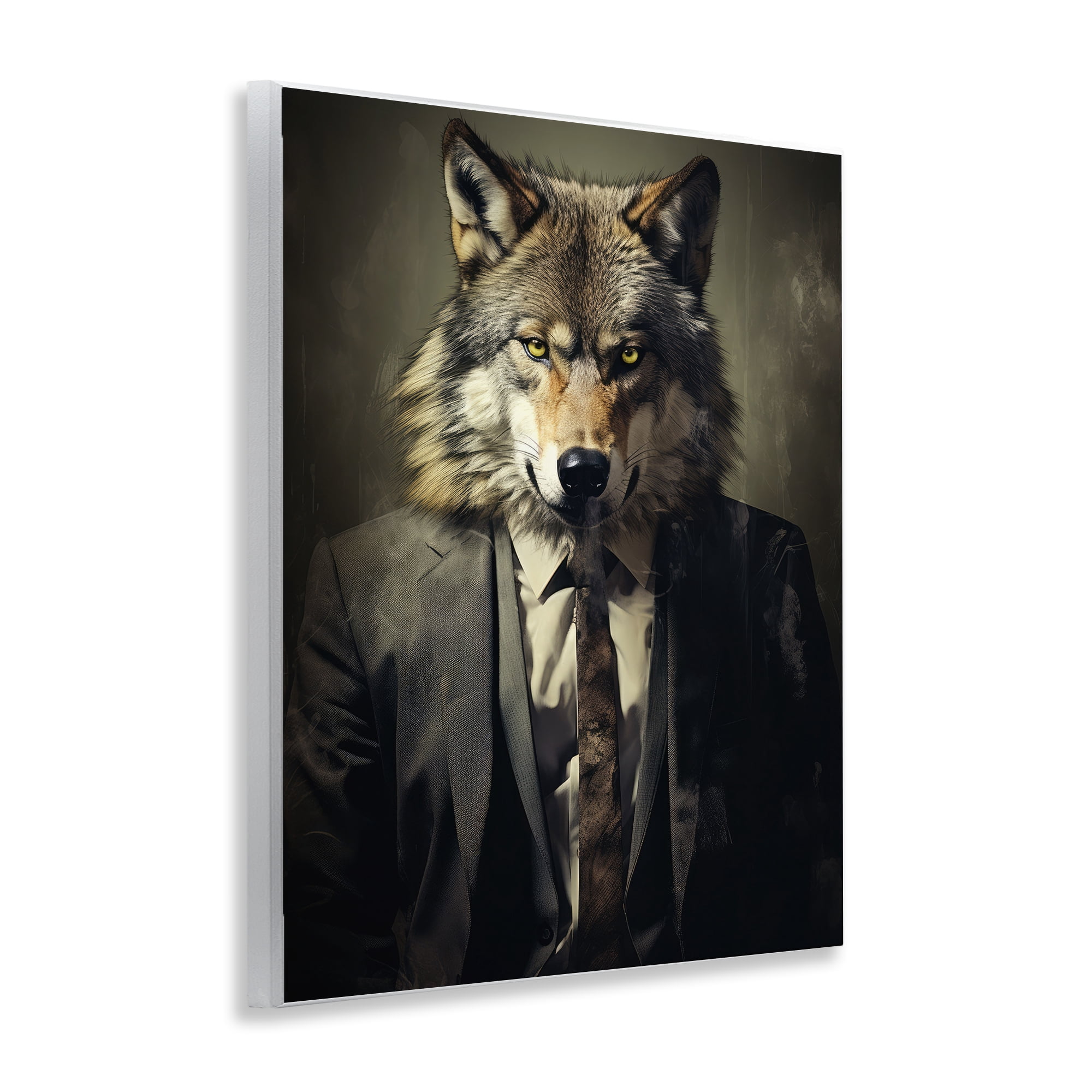 Stupell Industries Fancy Wolf in Suit Wall Plaque Art, design by Ray Powers