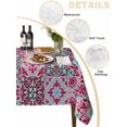 thumbnail image 5 of Vintage Middle Century Rectangle Tablecloth, Abstract Bohemia Style Aztec Pink Waterproof & StainResistant Tablecloth, Washable Oil-proof Table Cover for Dining/Party/Wedding/Camping/Buffet 60x84 In, 5 of 9