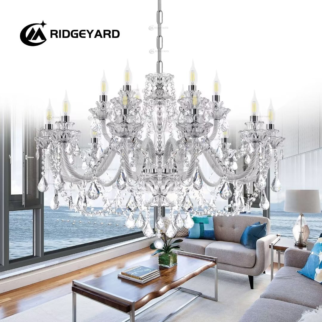 Modern Luxury K9 Large Crystal Chandelier 18 Lights Double Layer