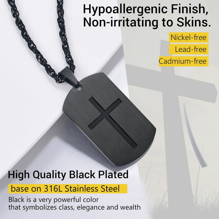 PROSTEEL Dog Tag Cross Necklace for Men Boys Stainless Steel Gold Pendant Chain Bible Verse Inspirational Religious Christian Jewelry Gifts, Military