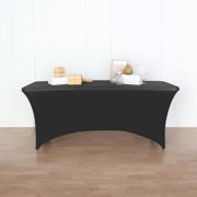 Efavormart 8FT Black Open Back Stretch Spandex Table Cover, Rectangular Fitted Tablecloth