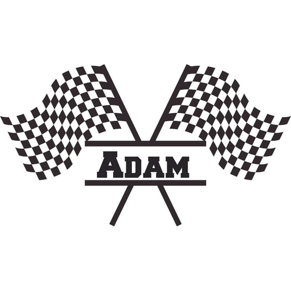 Race Car Racing Flag Wheels Cartoon Character Personalized Wall Decal Custom Vinyl Wall Art Personalized Name - Baby Girls Boys Kids Nursery Daycare Decor Wall Stickers Decorations Size (12x20 inch)