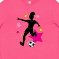 thumbnail image 4 of Inktastic Girl Playing Soccer Pink and Yellow Stars Youth T-Shirt, 4 of 5