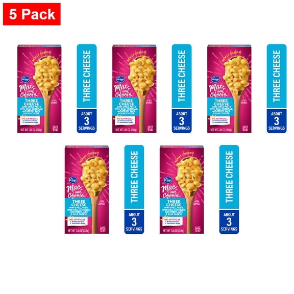Kroger Three Cheese Shells Macaroni and Cheese 7.25 oz - 5 Pack