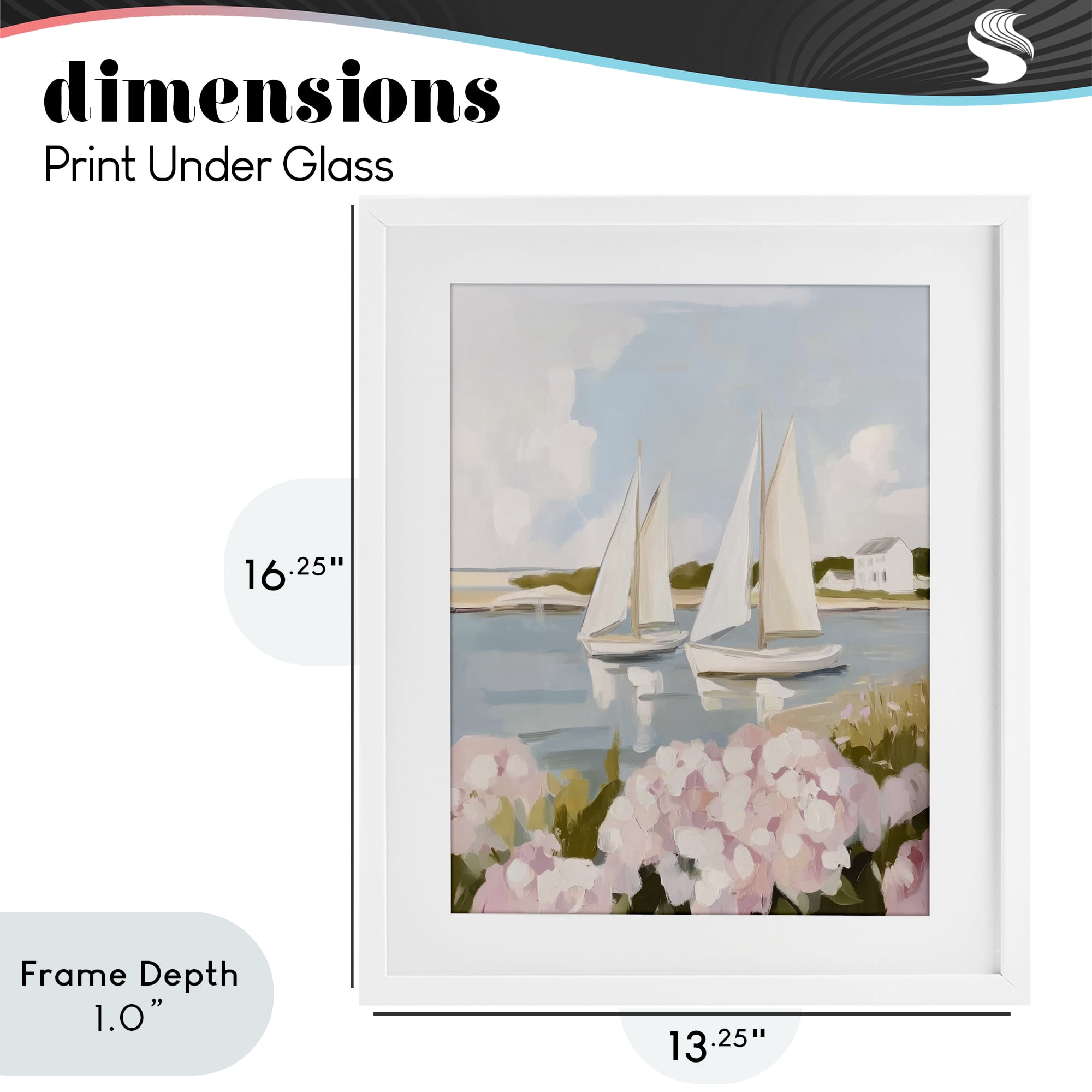 Stupell Industries Sailboat Duo with Pink Hydrangeas White Framed Print Under Glass, design by Sisi and Seb