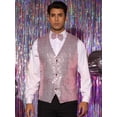 thumbnail image 2 of Unique Bargains Men's Sequin Waistcoat Sleeveless Dress Suit Vest with Bow Tie M Pink, 2 of 6