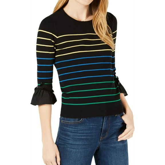 Maison Jules Womens Ruffled Cuff Pullover Sweater