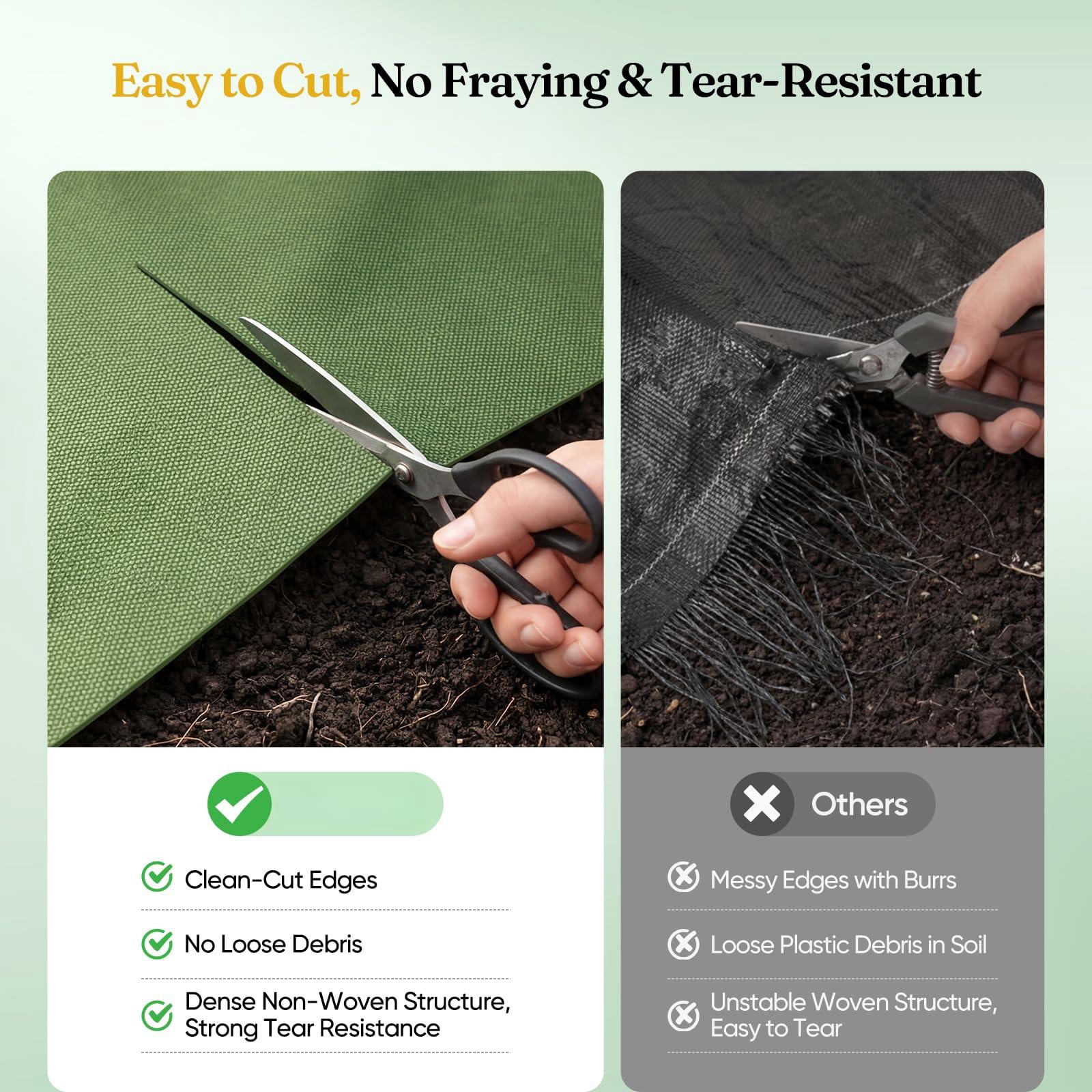 Weed Barrier Fabric  4ft X 50ft Non-woven Landscape Easy To Cut & Fray-resistant Breathable Permeable Landscaping With 15 Stakes For Gardens Flower Beds Vegetable Plots