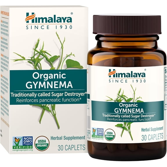 Himalaya Organic Gymnema Herbal USDA Certified Organic, Non-GMO, 700 mg, 30 Caplets