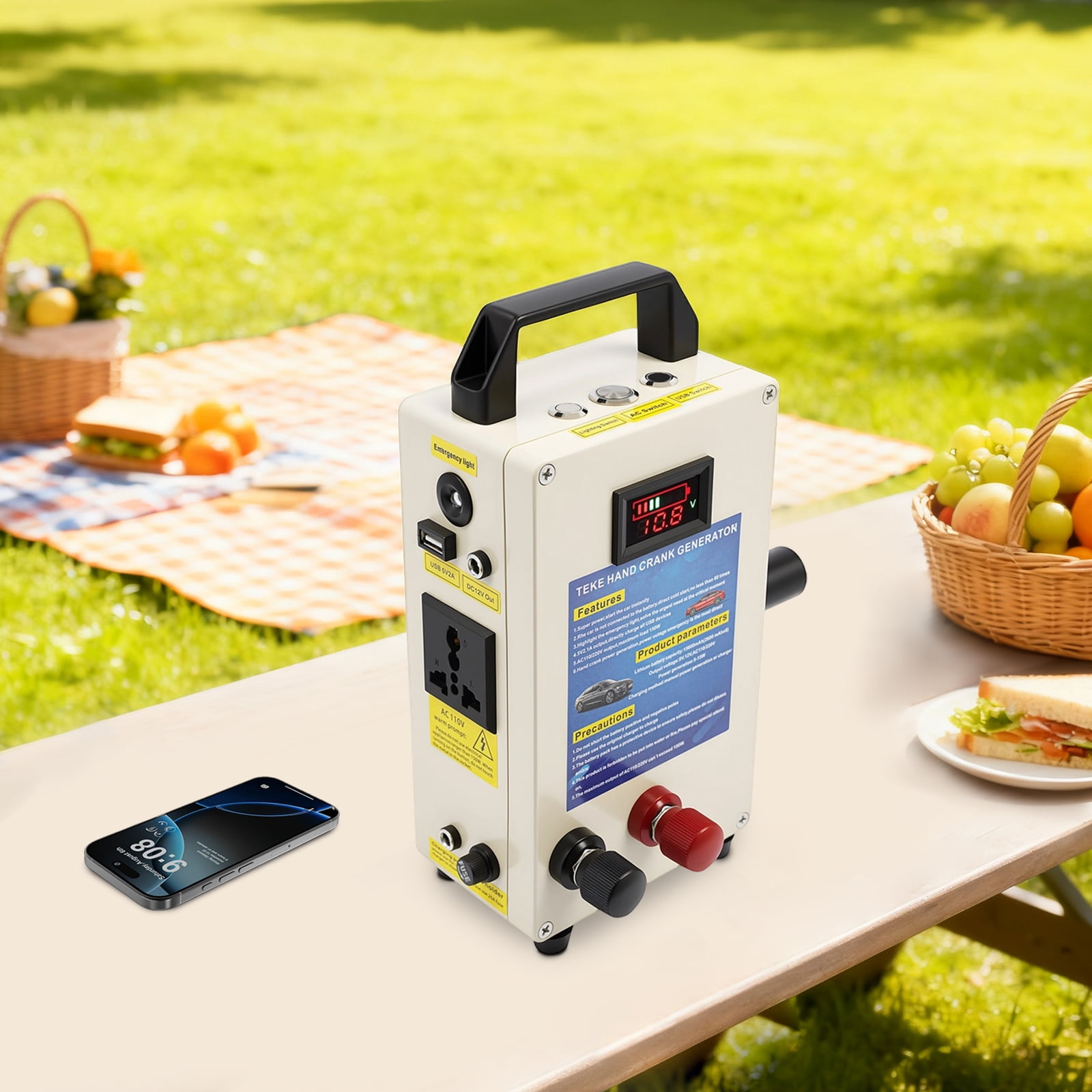 Peakora Hand Crank Generator 15W High Power Manual Crank Generator Portable Small Emergency Charger Generator for Camping Outdoor Adventures or Disaster Preparedness