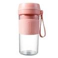 thumbnail image 2 of Licuadora eléctrica portátil de 270 ml, recargable por USB, para batidos y smoothies. Incluye un mini vaso mezclador para zumos de frutas. Hoja doble rosa, 2 of 9