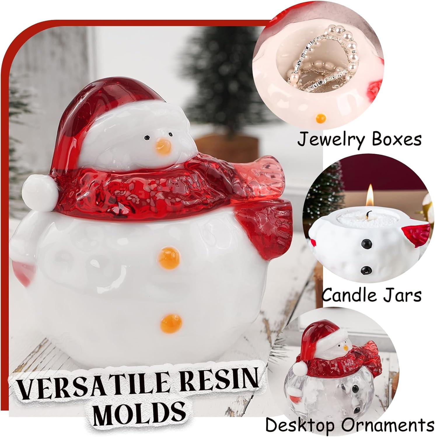 ABCISI Christmas Resin Molds, Snowman Jar Silicone Molds for Epoxy Resin Casting  Christmas Jewelry Storage Jar Candy Container Candle Box Flowerpot, Party Winter Home Decoration Supplies