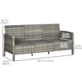 thumbnail image 2 of Grey 3-Seater Wicker Outdoor Sofa | Patio Conversation Set with Cushions - Perfect for Garden, Yard & Balcony Seating | Durable PE Rattan Design, 2 of 7