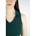 thumbnail image 5 of Artyska Women's V Neck Collared Green Ribbed Crop Top, 5 of 5