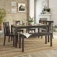 thumbnail image 2 of Lexington Large Dining Set with Bench and 4 Slat Back Chairs, Black, 2 of 7