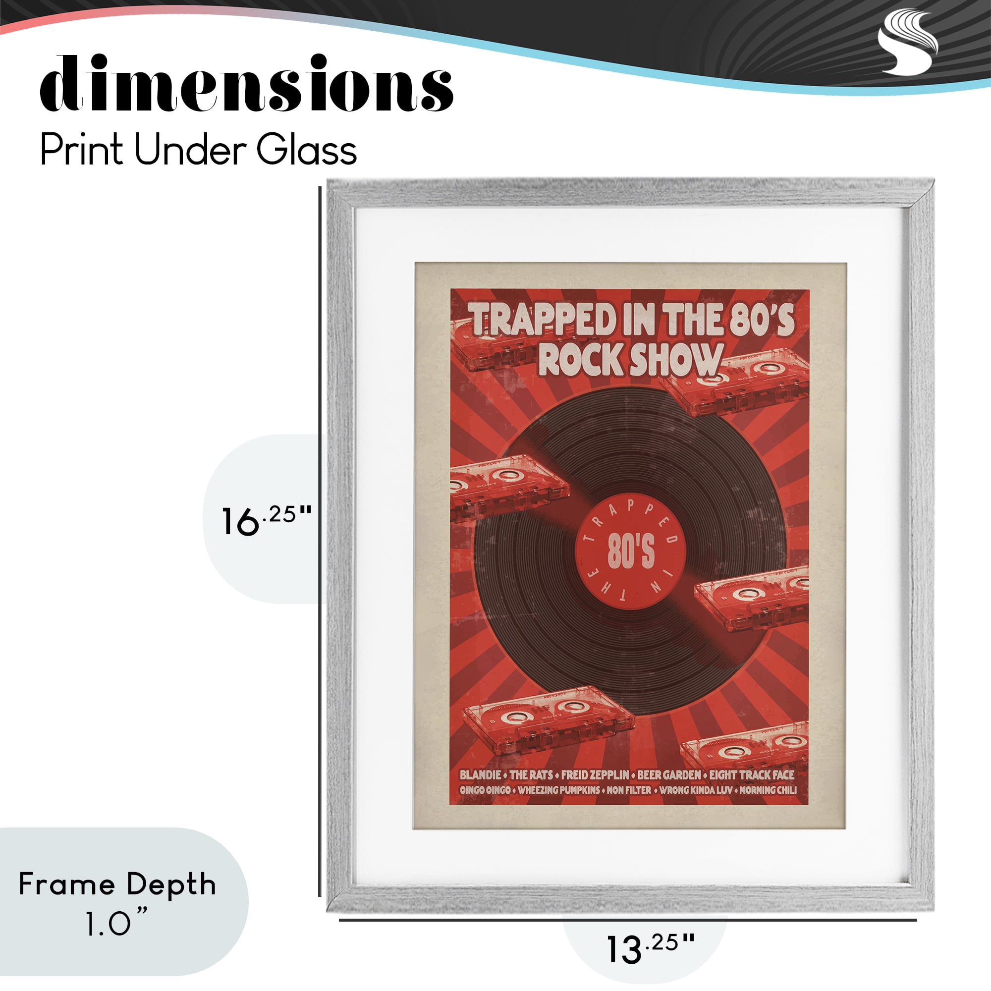 Stupell Industries Trapped in 80s Rock Show Gray Framed Print Under Glass, design by Old Red Truck