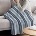 thumbnail image 3 of Blue Striped Blanket Soft Cozy Warm Throw Blanket for Couch, Plush Fuzzy Flannel Fleece Blankets for Sofa, Farmhouse Modern Stripes Art Bed Blankets Lightweight Gifts for Women, 50"x60", 3 of 9