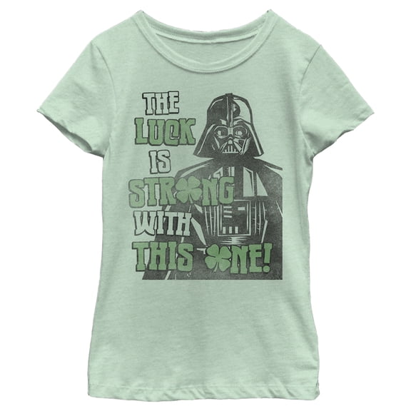 Girl's Star Wars Darth Vader St. Patrick's Day Luck Is Strong With This One  Graphic Tee Mint X Large